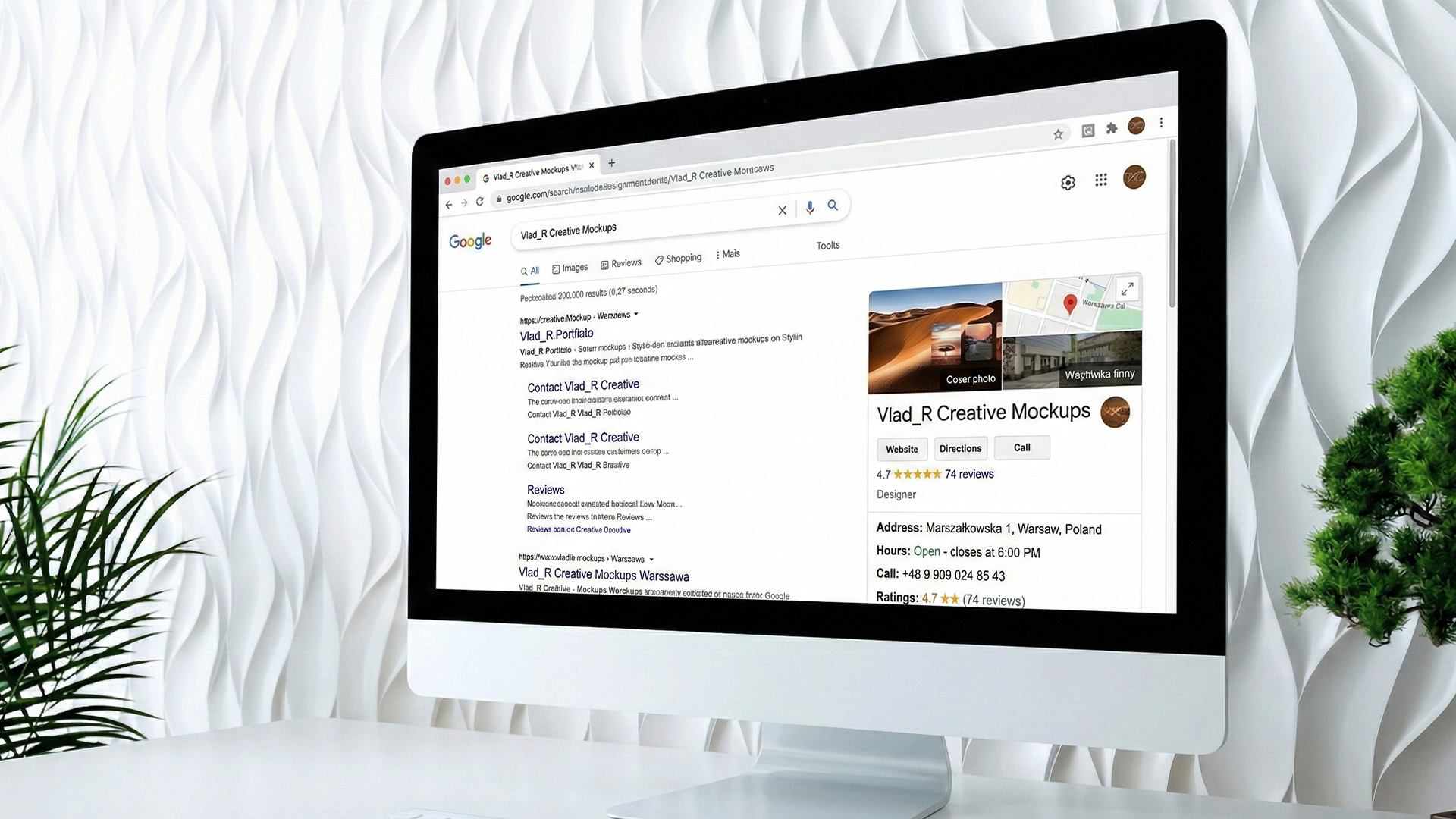 Widoczność firmy w Google z wizytówką po prawej stronie wyników wyszukiwania
